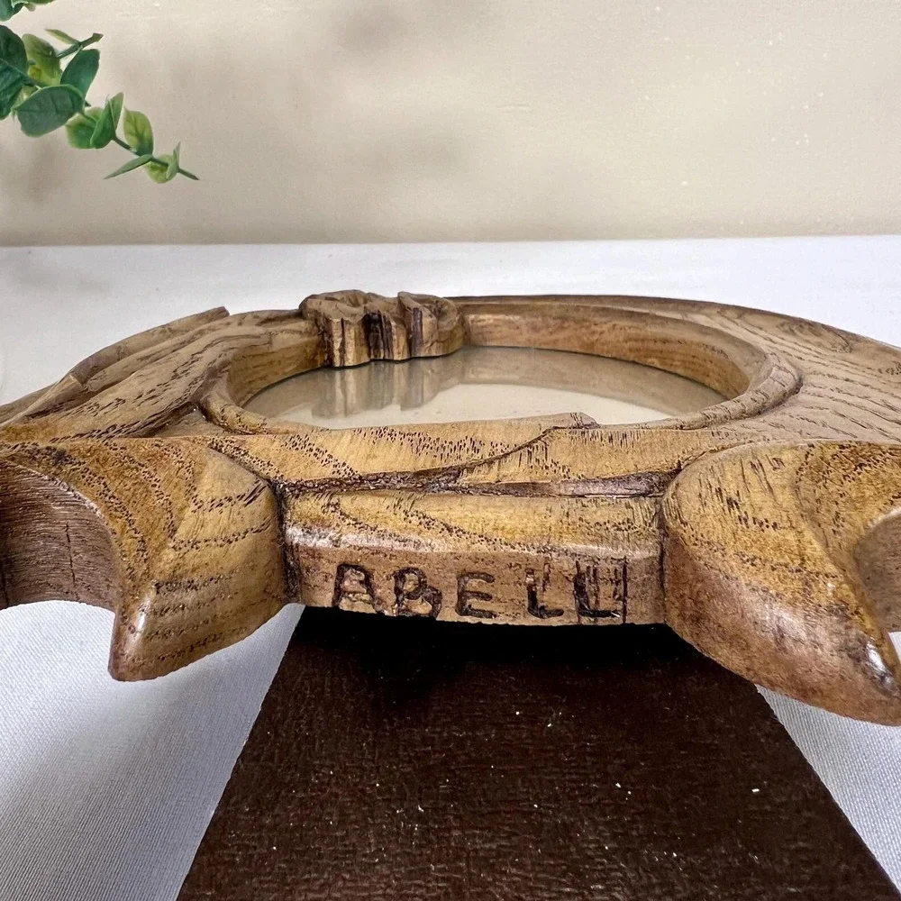 Vintage 1980 Hand Carved Daffodil Floral Design Wood Frame | 5x7
